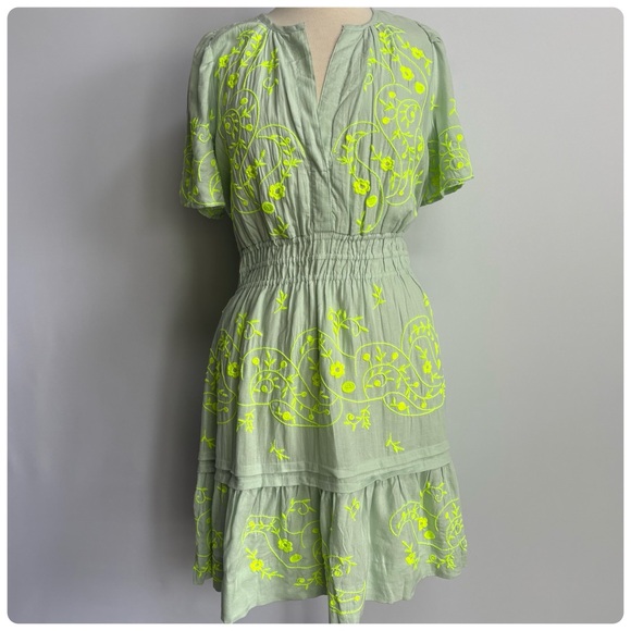 NWT Anthropologie The Somerset Embroidered Mini Dress: Linen Edition XL - Picture 3 of 13